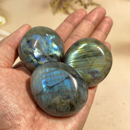 Natural Labradorite Palm Stones Healing Crystal Crafts