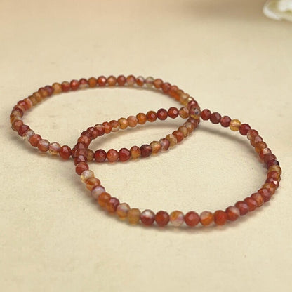 4mm Faceted Carnelian Crystal Bracelets Healing Crystal Crafts Gemstone Bracelet