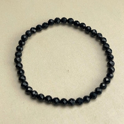 4mm Faceted Black Tourmaline Crystal Bracelets Healing Crystal Crafts Gemstone Bracelet