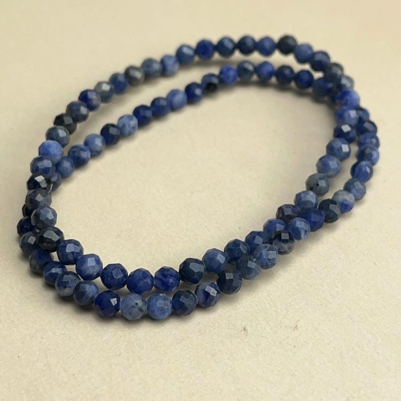 4mm Faceted Sodalite Crystal Bracelets Healing Crystal Crafts Gemstone Bracelet