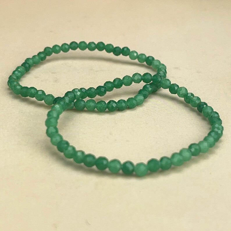 4mm Faceted Green Aventurine Crystal Bracelets Healing Crystal Crafts Gemstone Bracelet