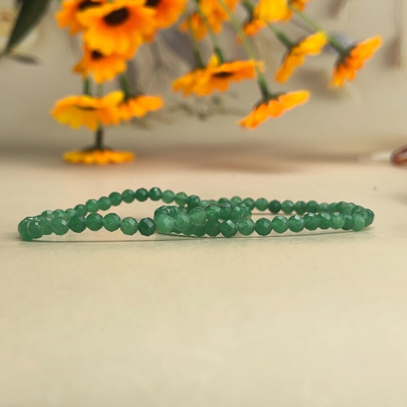 4mm Faceted Green Aventurine Crystal Bracelets Healing Crystal Crafts Gemstone Bracelet