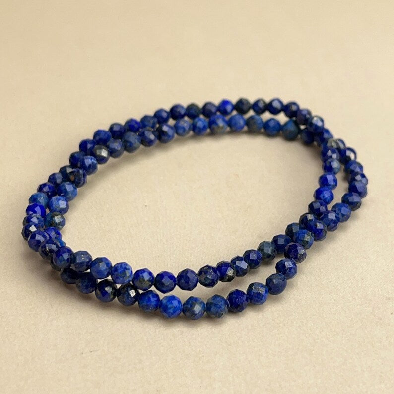 4mm Faceted Lapis Lazuli Crystal Bracelets Healing Crystal Crafts Gemstone Bracelet