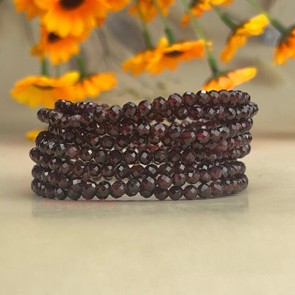 4mm Faceted Garnet Crystal Bracelets Healing Crystal Crafts Gemstone Bracelet