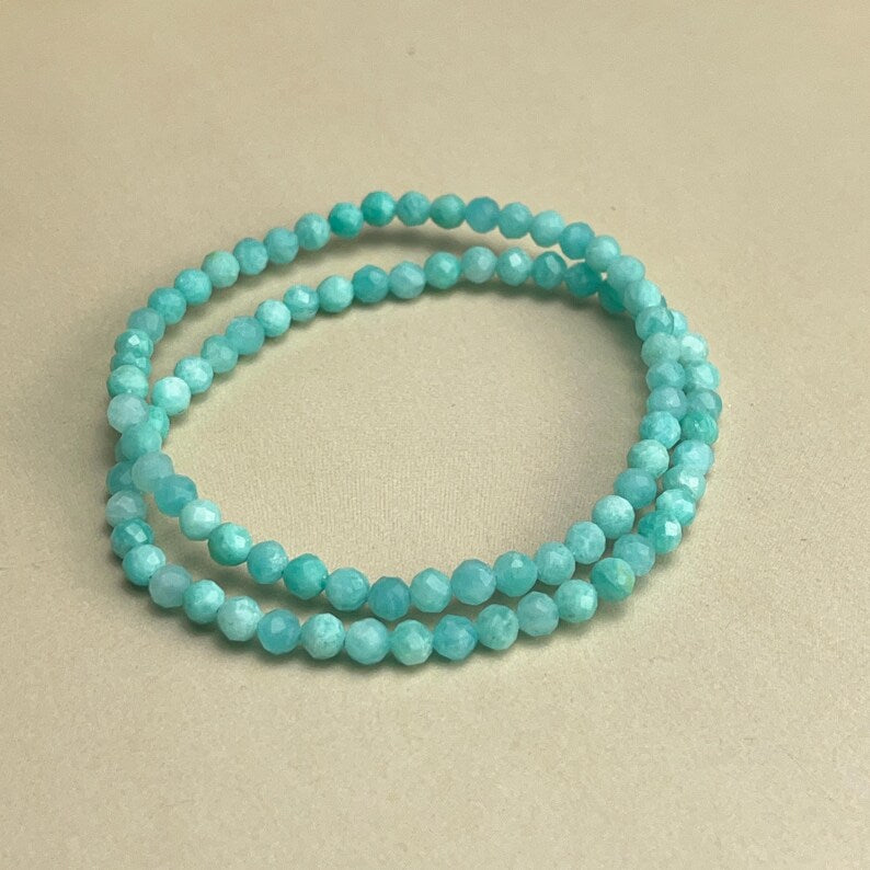 4mm Faceted Amazonite Crystal Bracelets Healing Crystal Crafts Gemstone Bracelet