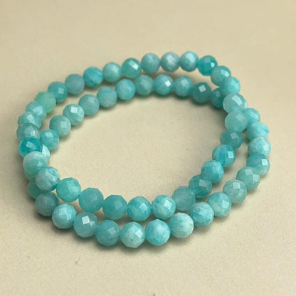 6mm Faceted Amazonite Crystal Bracelets Healing Crystal Crafts Gemstone Bracelet