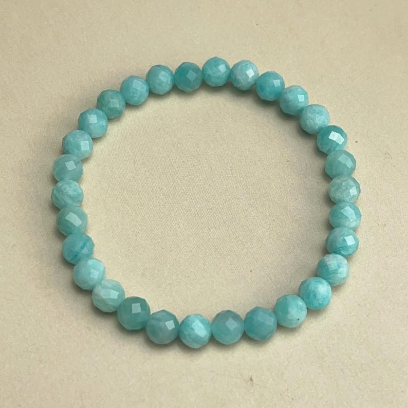 6mm Faceted Amazonite Crystal Bracelets Healing Crystal Crafts Gemstone Bracelet