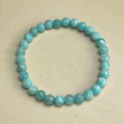 6mm Faceted Amazonite Crystal Bracelets Healing Crystal Crafts Gemstone Bracelet
