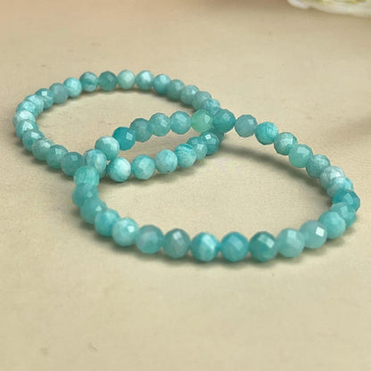 6mm Faceted Amazonite Crystal Bracelets Healing Crystal Crafts Gemstone Bracelet