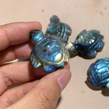 Labradorite Turtle High Flash Crystal Carved Healing Crystal Crafts Gemstone Pet
