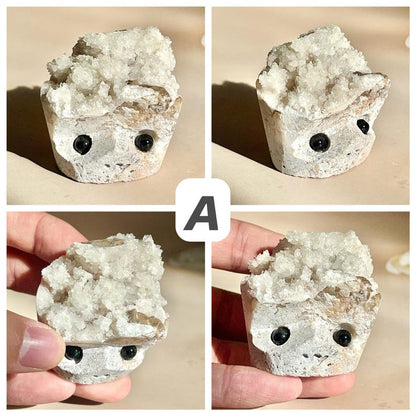 Natural Calcite Cluster Buddies Hedgehogs Healing Crystal Carving With Face