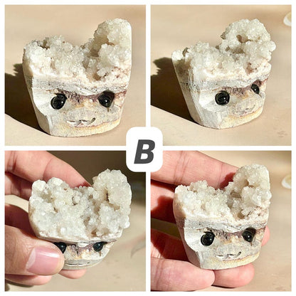 Natural Calcite Cluster Buddies Hedgehogs Healing Crystal Carving With Face