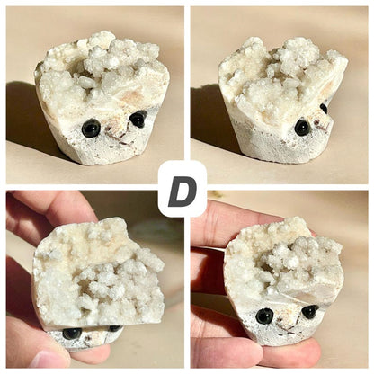 Natural Calcite Cluster Buddies Hedgehogs Healing Crystal Carving With Face