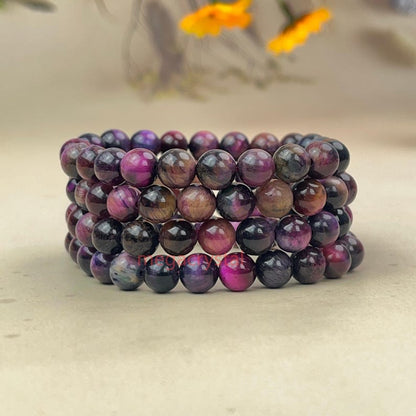 Pink Galaxy Tiger Eye (Dyed Color) Crystal Bracelets Handmade Healing Crystal Crafts