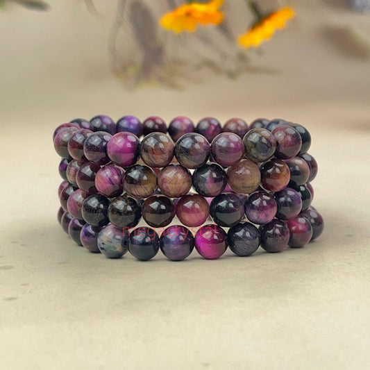 Pink Galaxy Tiger Eye (Dyed Color) Crystal Bracelets Handmade Healing Crystal Crafts