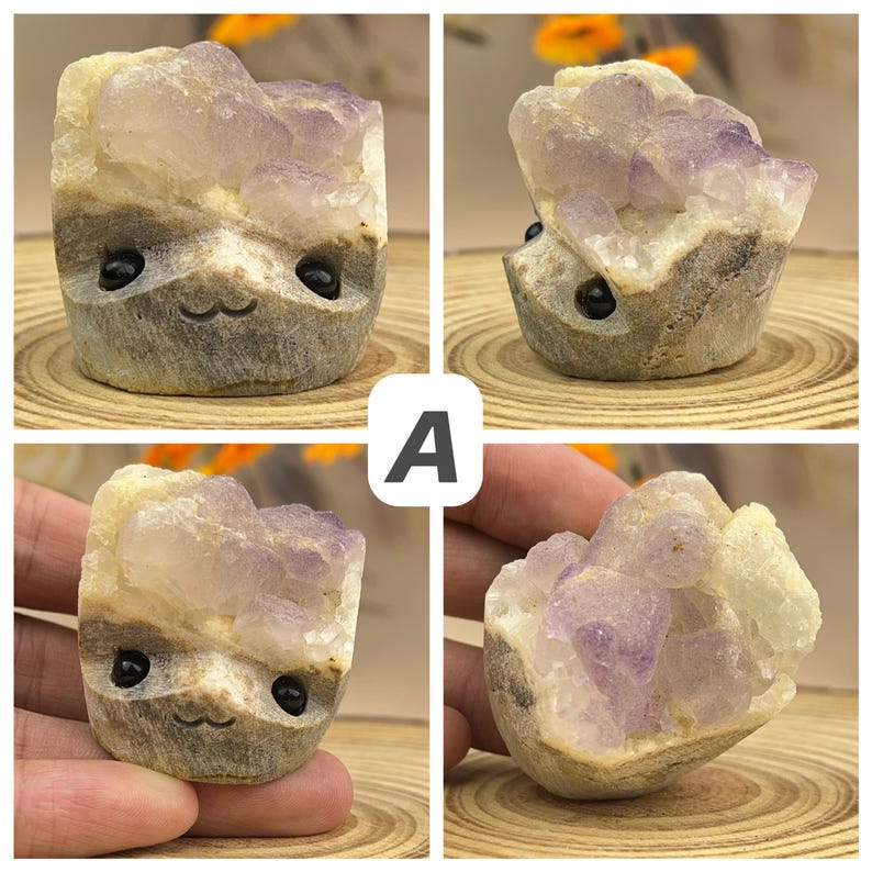 Unique Natural Crystal Buddies Raw Stone Hedgehogs Healing Crystal With Face