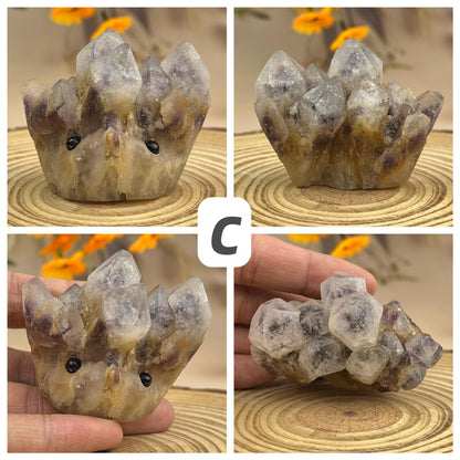 Unique Natural Crystal Buddies Raw Stone Hedgehogs Healing Crystal With Face