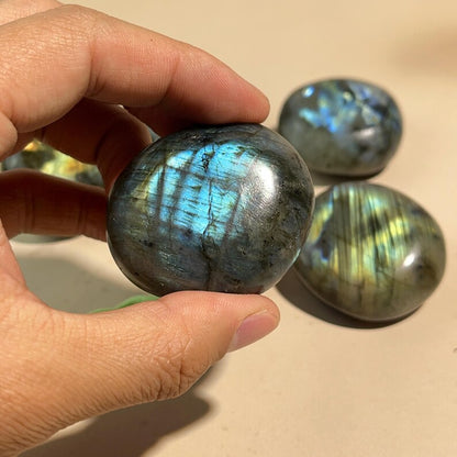 Natural Labradorite Palm Stones Healing Crystal Crafts