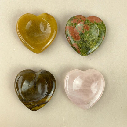 Natural Crystal Worry Stones Hearts Healing Crystal Crafts Anti stress tool
