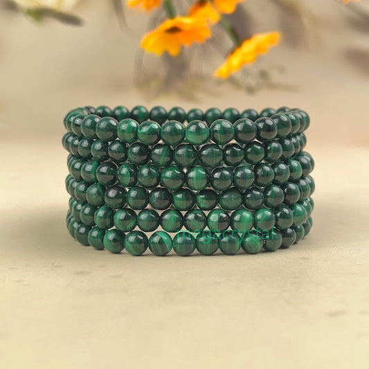 【Bracelet】6/8/10MM Malachite Crystal Stretch Bracelets Wholesale Healing Crystal Crafts