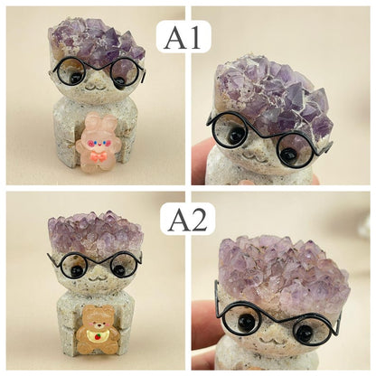 Crystal Cluster Baby Buddies Hedgehogs Healing Crystal Carving With Face