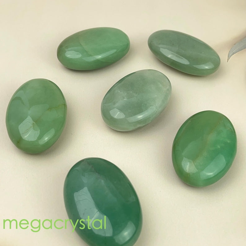 Natural Green Aventurine Palm Stones Healing Crystal Crafts