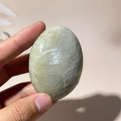 1KG Natural Green Moonstone Palm Stones Healing Crystal Crafts