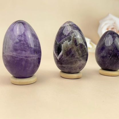 1pcs 50mm Amethyst Eggs Carved Healing Crystal Crafts Gemstone Carvings