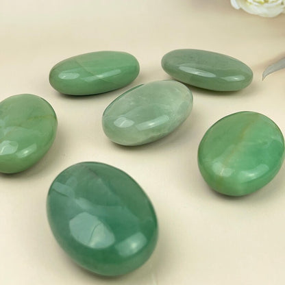 Natural Green Aventurine Palm Stones Healing Crystal Crafts