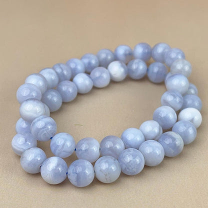 【Bracelet】6/8/10MM 5A Natural Blue Lace Agate Crystal Bracelets Handmade Healing Crystal Crafts Gift for Women