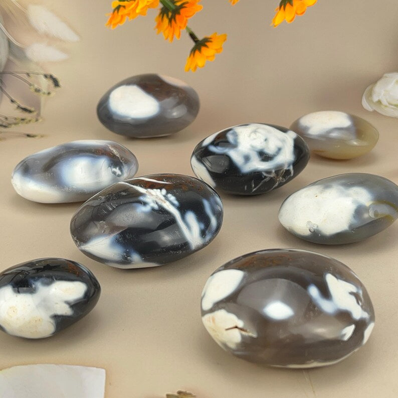 Natural Orca Agate Palm Stones Healing Crystal Crafts Orca Agate Palms Gemstones