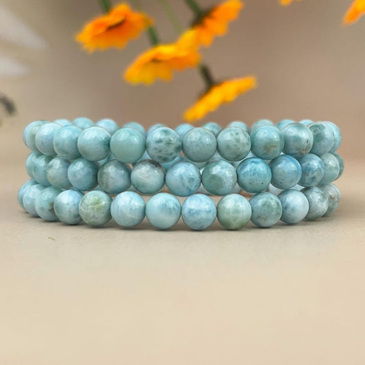 【Bracelet】6/8/10MM 5A Natural Larimar Crystal Bracelets Handmade Healing Crystal Crafts Gift for Women