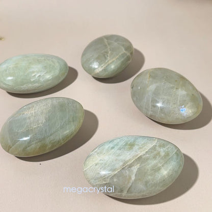 1KG Natural Green Moonstone Palm Stones Healing Crystal Crafts