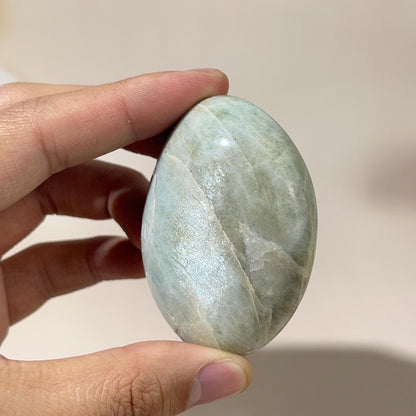 1KG Natural Green Moonstone Palm Stones Healing Crystal Crafts