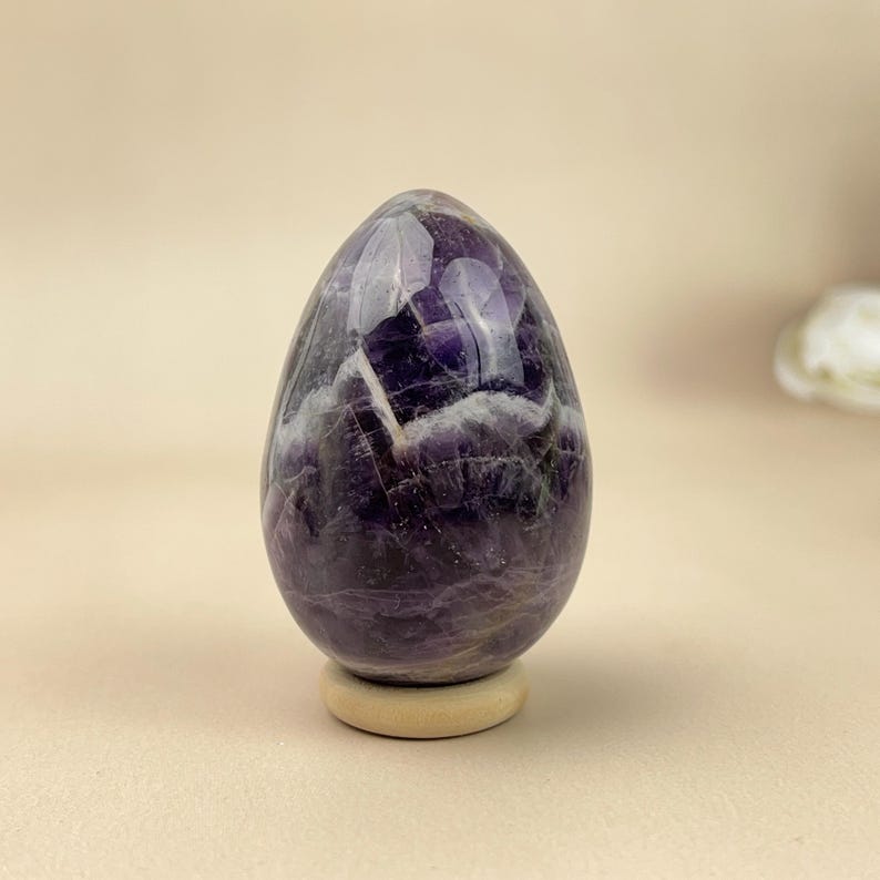 1pcs 50mm Amethyst Eggs Carved Healing Crystal Crafts Gemstone Carvings