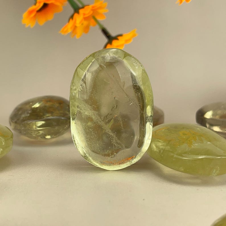 Natural Citrine Palm Stones Healing Crystal Crafts