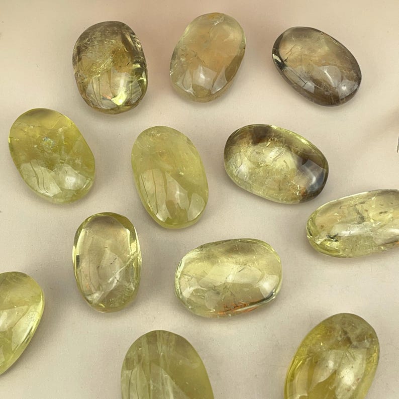 Natural Citrine Palm Stones Healing Crystal Crafts