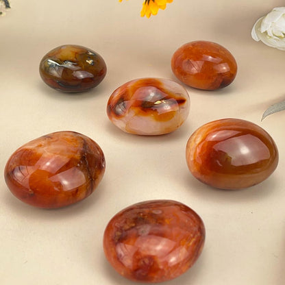 Natural Carnelian Palm Stones Healing Crystal Crafts Red Agate Palms Gemstones