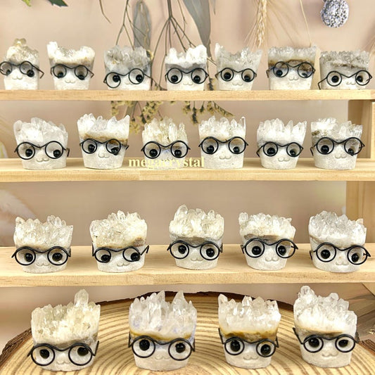 Natural Clear Quartz Cluster Crystal Buddies Hedgehogs Healing Crystal Carving With Face